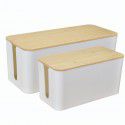 New wood-grain wire box power cord socket protection box desktop wire sorting box wire storage box