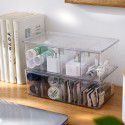 Transparent desktop compartment cosmetic storage box Multi functional sundries separation and sorting box Refrigerator storage with cover 