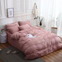 Nordic new ins super soft matte bedding fitted sheet four piece set plain color double combed home textile solid color three piece set 