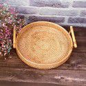 Vietnamese rattan bread storage basket woven storage basket dessert fruit basket round tray picnic basket rattan woven storage basket