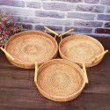 Vietnamese rattan bread storage basket woven storage basket dessert fruit basket round tray picnic basket rattan woven storage basket