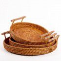 Vietnamese rattan woven hand-woven storage basket Snack bread picnic basket Table top storage basket Portable storage basket