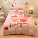 Micro business explosion large version cartoon snowflake velvet four piece set coral velvet winter Plush quilt cover bed sheet double-sided flannel 