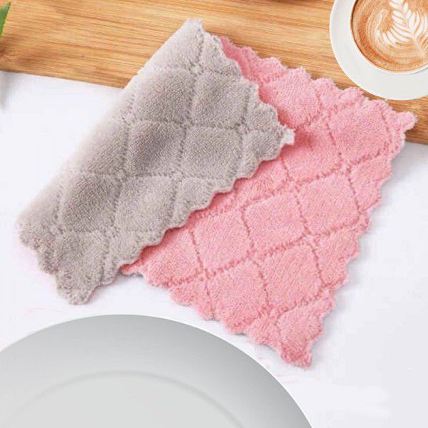 Factory direct selling spot wholesale lazy rag double-sided coral velvet rag absorbent kitchen cleaning dishwashing cloth 