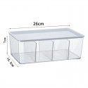 Transparent desktop compartment cosmetic storage box Multi functional sundries separation and sorting box Refrigerator storage with cover 