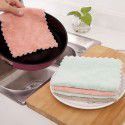 Kitchen clean solid color double-sided strong absorbent dishcloth bowl towel dry and wet cleaning cloth 