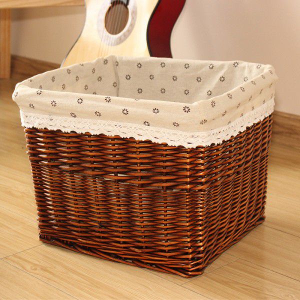 Willow woven large dirty clothes storage basket Home toys sundries storage basket Square rattan woven storage basket Straw woven storage basket