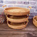 Vietnamese rattan bread storage basket woven storage basket dessert fruit basket round tray picnic basket rattan woven storage basket