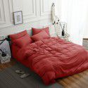 Nordic new ins super soft matte bedding fitted sheet four piece set plain color double combed home textile solid color three piece set 