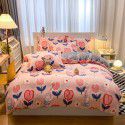 Micro business explosion large version cartoon snowflake velvet four piece set coral velvet winter Plush quilt cover bed sheet double-sided flannel 