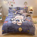 Micro business explosion large version cartoon snowflake velvet four piece set coral velvet winter Plush quilt cover bed sheet double-sided flannel 