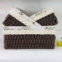 Pastoral tabletop cosmetics storage box tea table remote control storage basket woven imitation straw key snack storage box