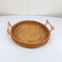 Vietnamese rattan bread storage basket woven storage basket dessert fruit basket round tray picnic basket rattan woven storage basket