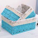 Pastoral tabletop cosmetics storage box tea table remote control storage basket woven imitation straw key snack storage box