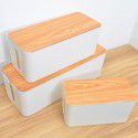 New wood-grain wire box power cord socket protection box desktop wire sorting box wire storage box