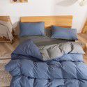 Autumn and winter new washed cotton four piece set home textile bed products pure cotton 1.5 quilt cover single three piece set blue check 