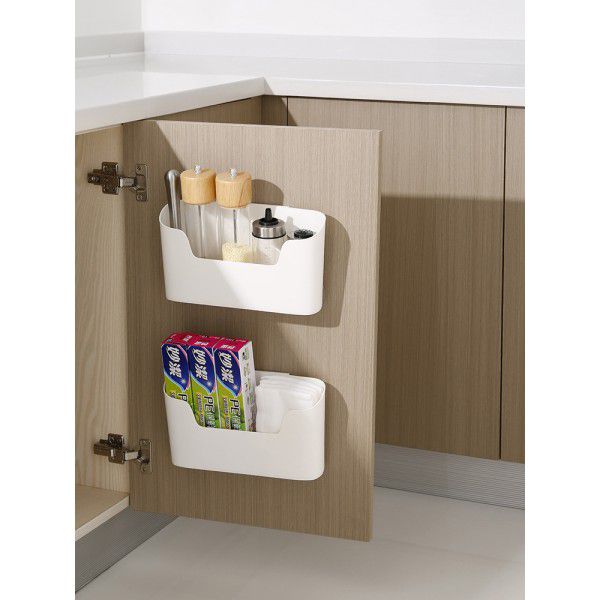 Wall mounted storage box Storage box Kitchen bathroom bathroom sundries plastic punch free storage box 