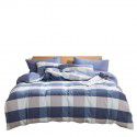 Autumn and winter new washed cotton four piece set home textile bed products pure cotton 1.5 quilt cover single three piece set blue check 