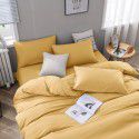 Nordic new ins super soft matte bedding fitted sheet four piece set plain color double combed home textile solid color three piece set 