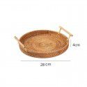 Vietnamese rattan bread storage basket woven storage basket dessert fruit basket round tray picnic basket rattan woven storage basket