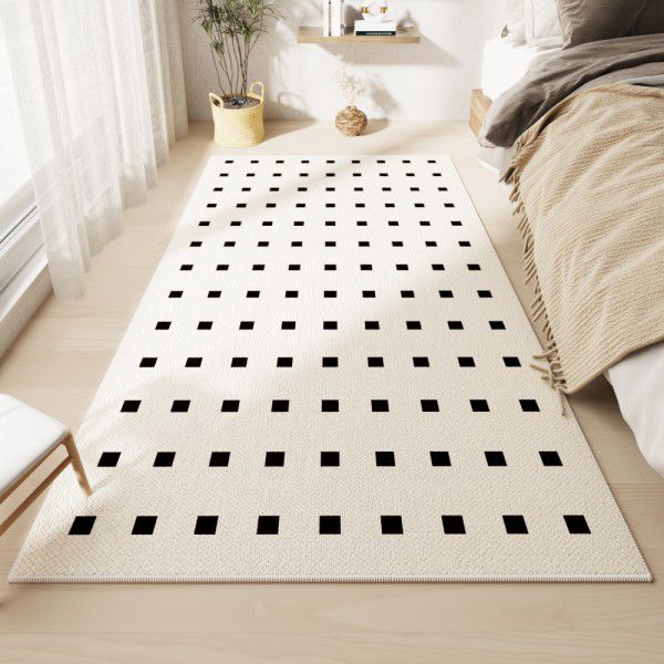 Blackstone Apartment Carpet, Living Room, Round Pile, French Cream Style, Minimal Bedside Carpet, Chessboard Checker Bedroom Carpet, Wholesale 
