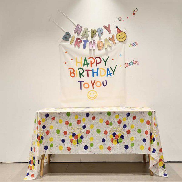  balloon party tablecloth PEVA disposable party tablecloth baby birthday decoration wash free party tablecloth 