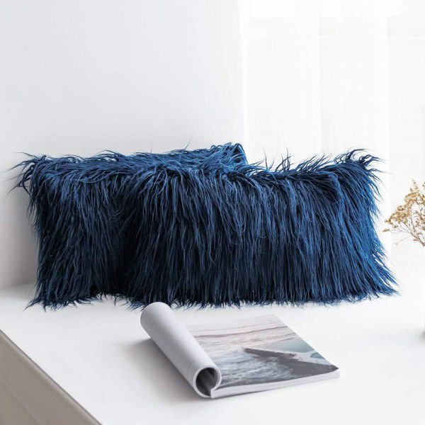 Amazon ins wind plush pillow case beach imitation wool rectangular bedside cushion sofa cushion cushion pillow case 
