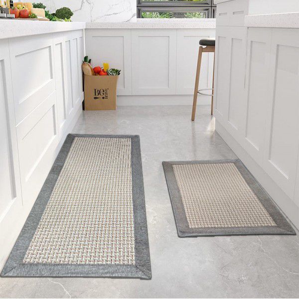 Amazon Imitation Linen Cross border Kitchen Floor Mat Absorbing Water and Oil Long Wear resistant Carpet Multi lock Kitchen Mat