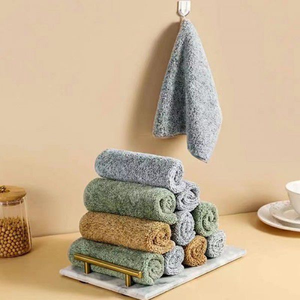 Bamboo charcoal fiber dishwashing towel Bamboo fiber dishwashing cloth Kitchen cleaning cloth Absorbent cloth Wholesale dishwashing towel