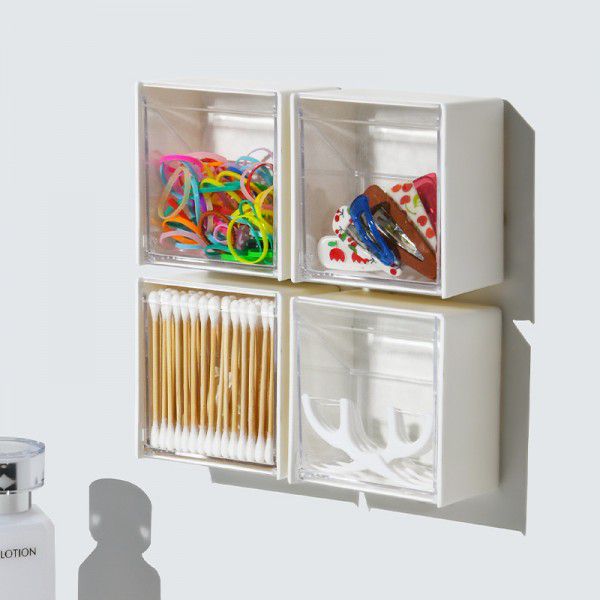 469 Wall mounted cotton swab storage box Toilet dental floss cosmetic cotton storage box Transparent sorting box 