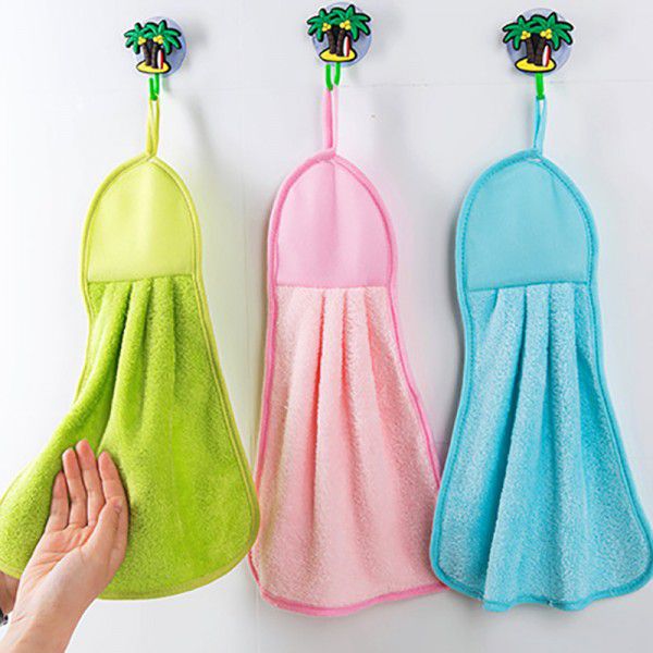 1210 solid color hangable towel absorbent lazy coral velvet dishwashing cloth dishwashing towel wholesale TK 