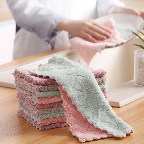 Dishcloth double-sided PP silk dishwashing cloth oil-free cleaning cloth lazy dishcloth factory thickened fish scale grid glass cloth batch 