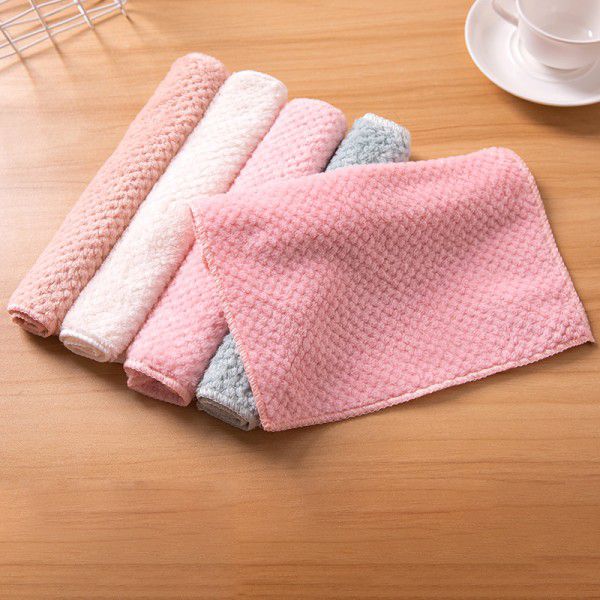 Coral velvet dishcloth double-sided absorbent dishwashing towel household cleaning cloth thickened dishwashing cloth 